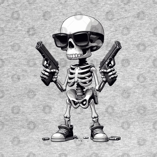 Funny Skeleton; Skull Gun by Teebevies